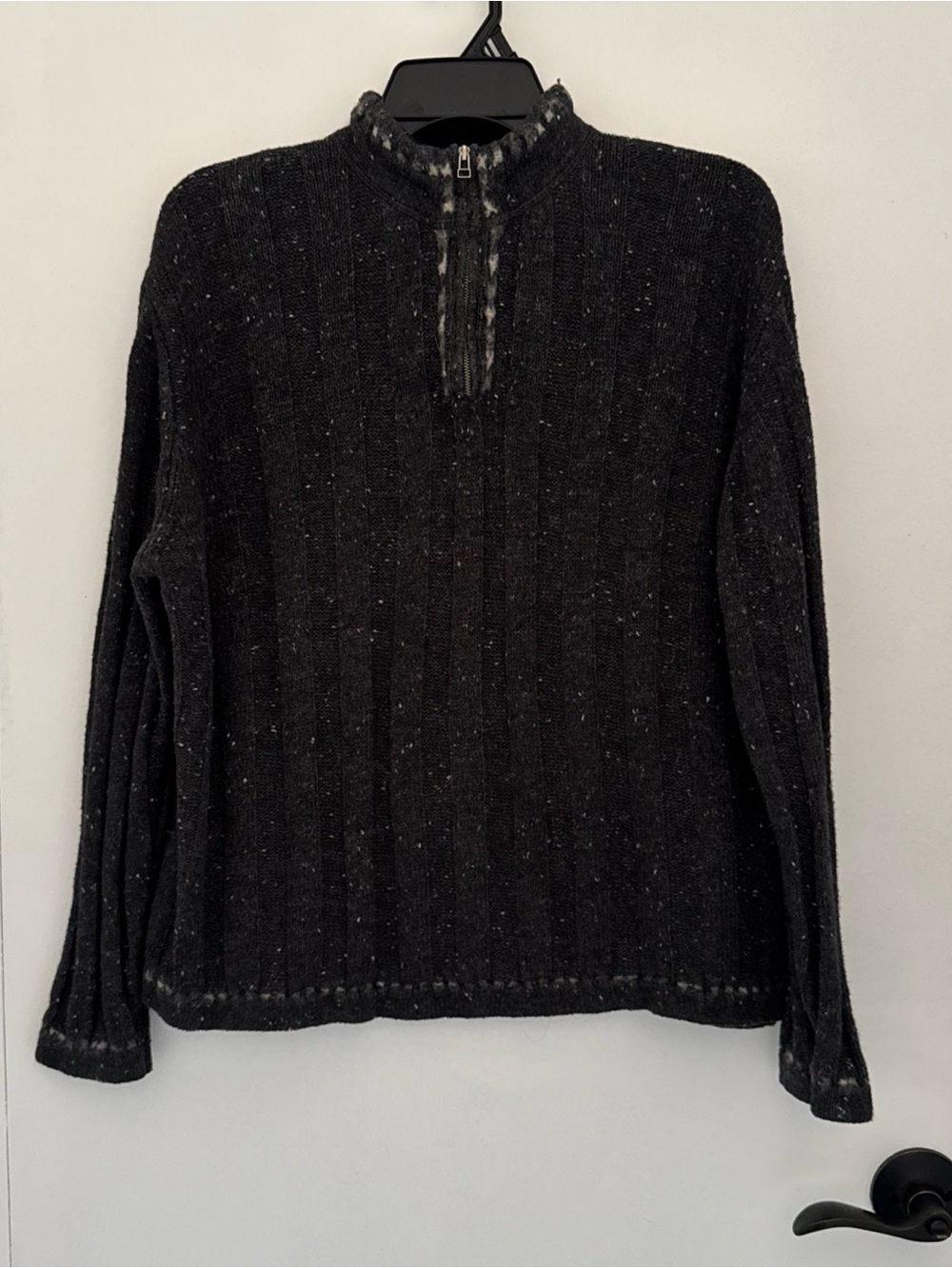 Cabin Old Money Elevated Casual Woolrich Size XL Gray Heather Wool Blend Sweater